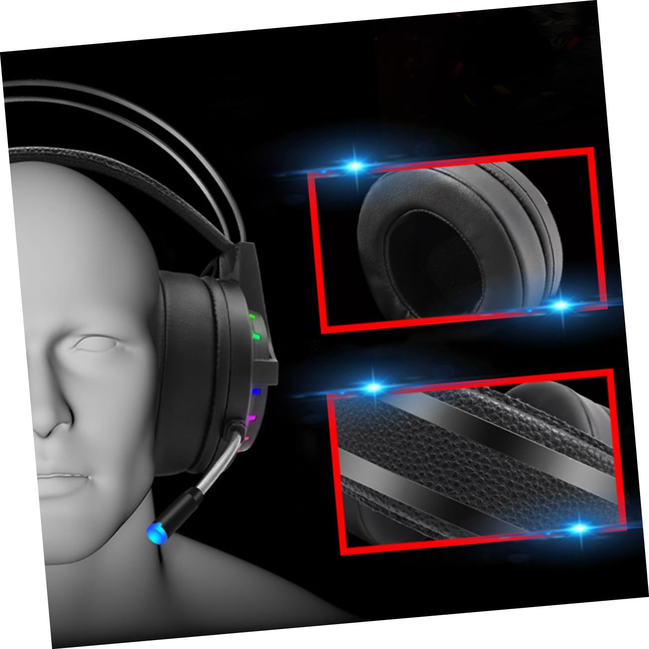 Mikikit 7.1 RGB Gaming Headset with Noise-Canceling Microphone, Wired Over-Ear Headphones with 3.5mm Jack for PC, PS4, PS5, Xbox - Perfect for Gaming, Streaming & Online Classes