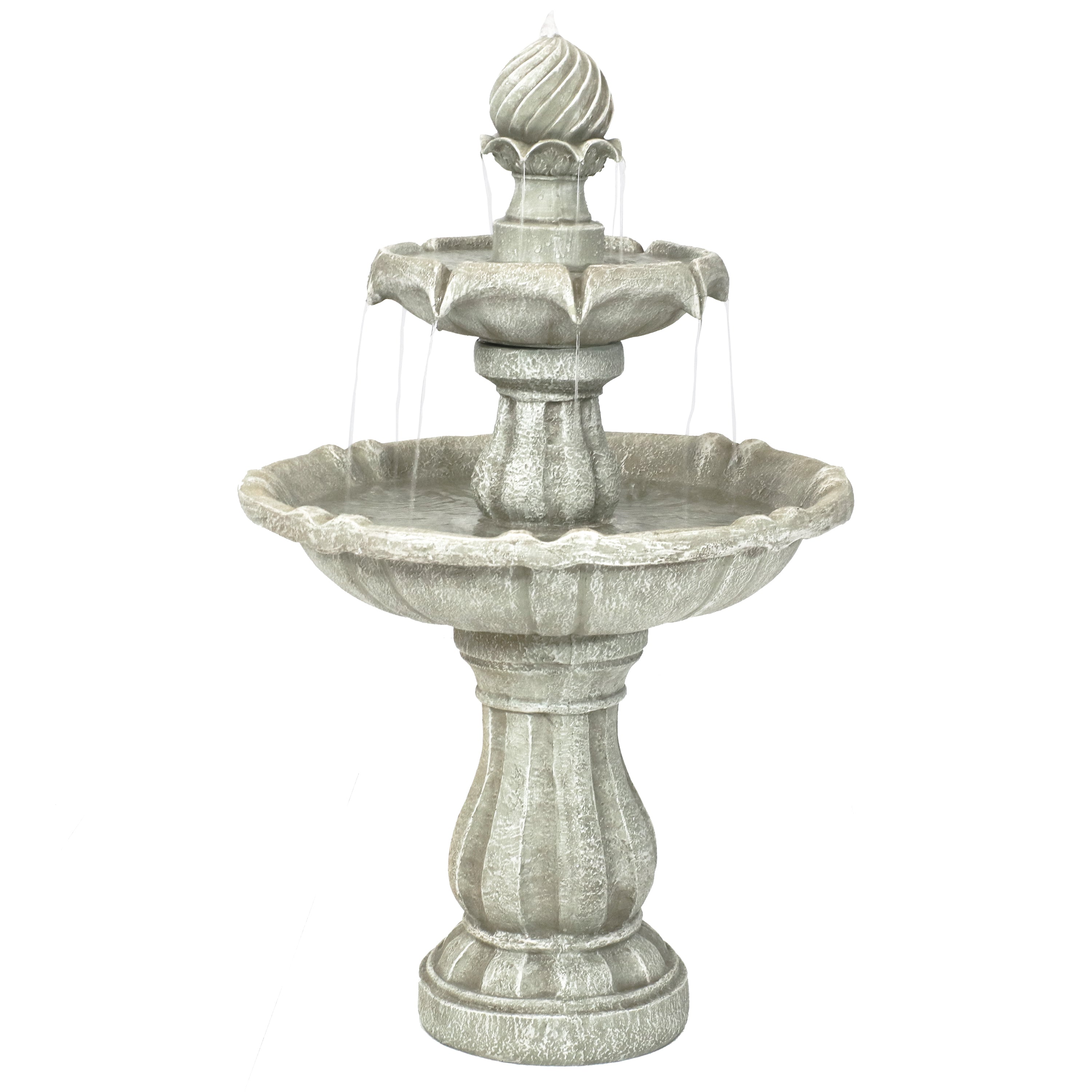 Sunnydaze 2-Tier Solar Powered Outdoor Water Fountain with Battery Backup - Perfect for Garden, Patio, and Backyard Decor