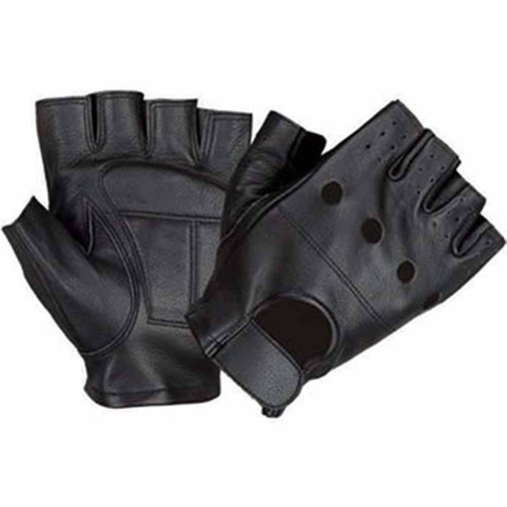 Premium Lambskin Leather Fingerless Motorcycle Gloves - Breathable Vented Back Design for Bikers & Riders - Perfect for Harley, Cruiser & Street Motorcycles - Comfortable Riding Gear for Men & Women