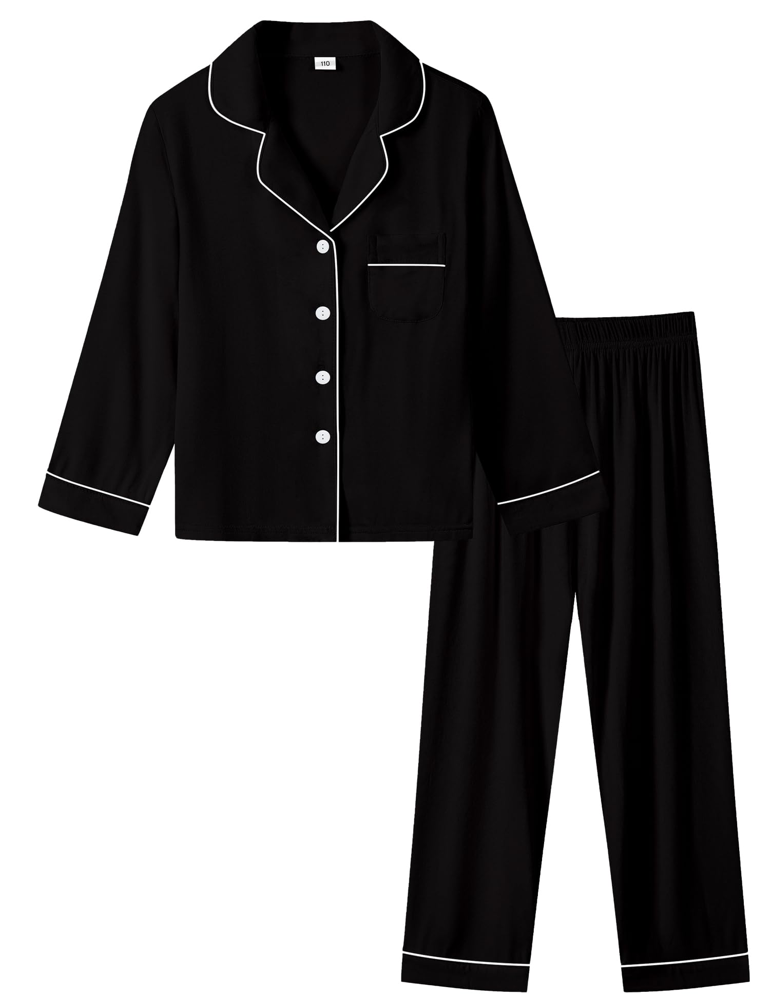 SWOMOG Kids Modal Pajama Sets - Soft Long Sleeve Sleepwear for Girls & Boys, 2-Piece Button-Down PJs Set - Perfect for Bedtime, Lounging & Family Matching Outfits