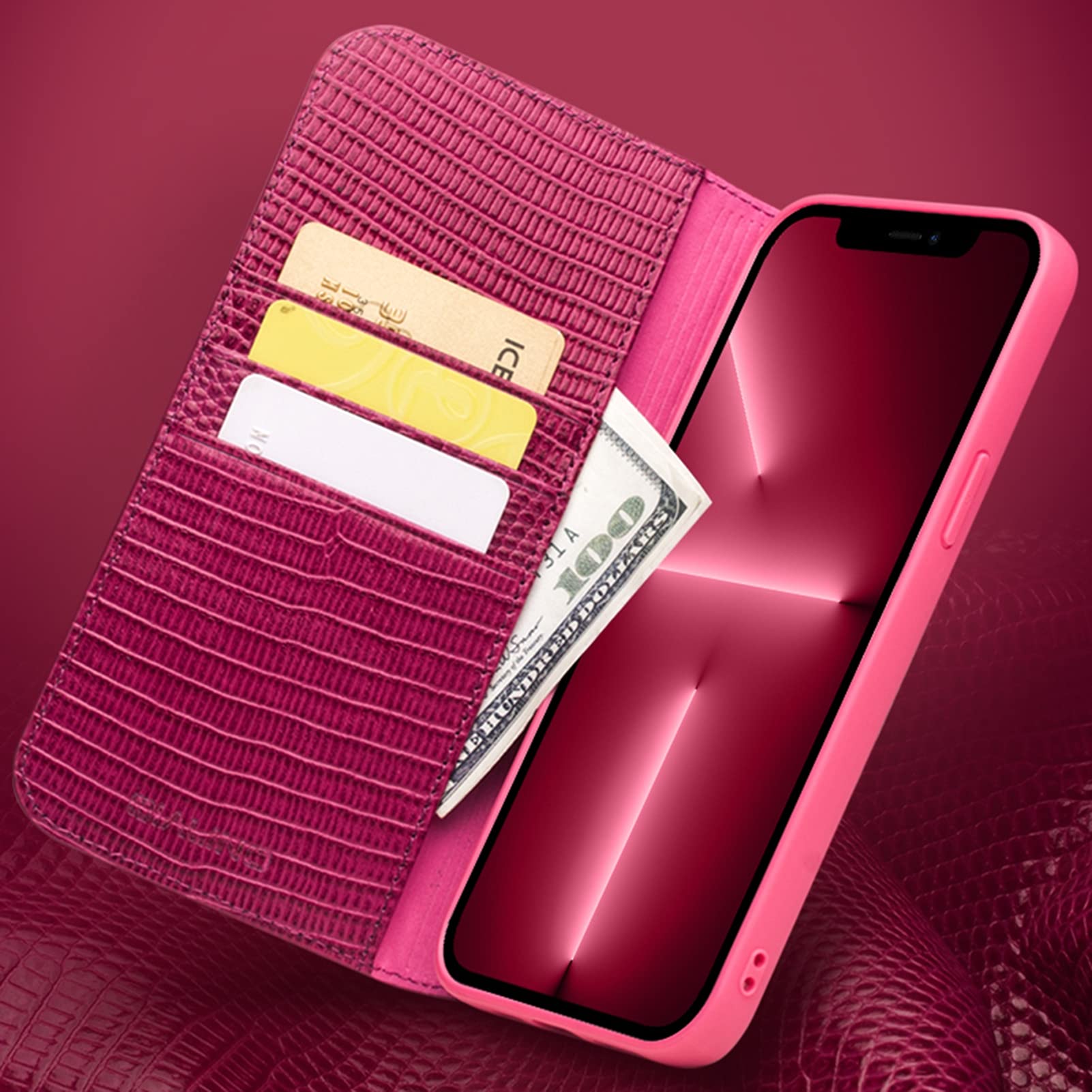 Genuine Leather Flip Wallet Case for iPhone 13 Pro Max (6.7