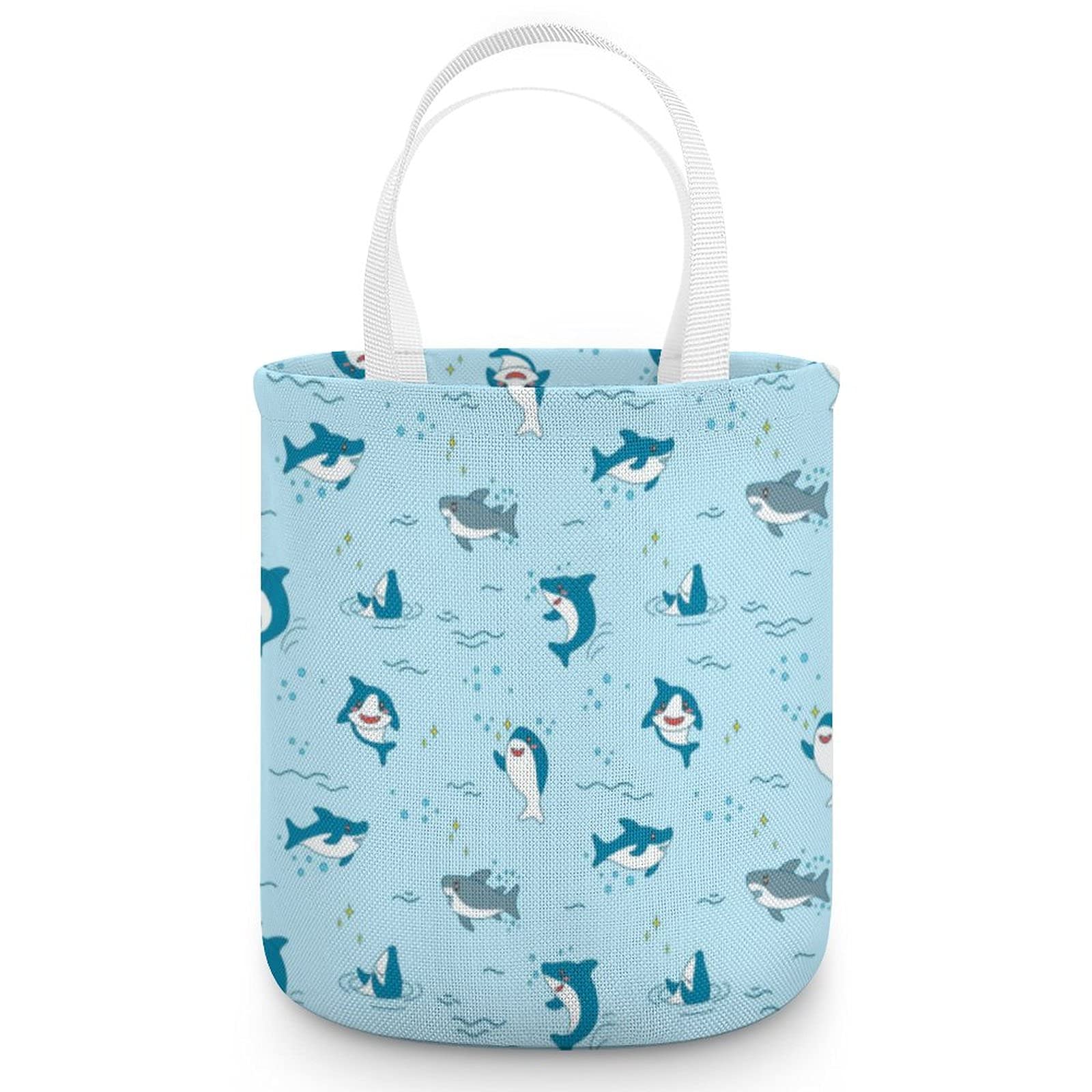 Funny Shark Candy Bucket Fabric Tote Bag - Cute Halloween Trick or Treat Gift Bag for Kids & Adults - Perfect for Halloween Parties, Costume Accessories & Candy Collection