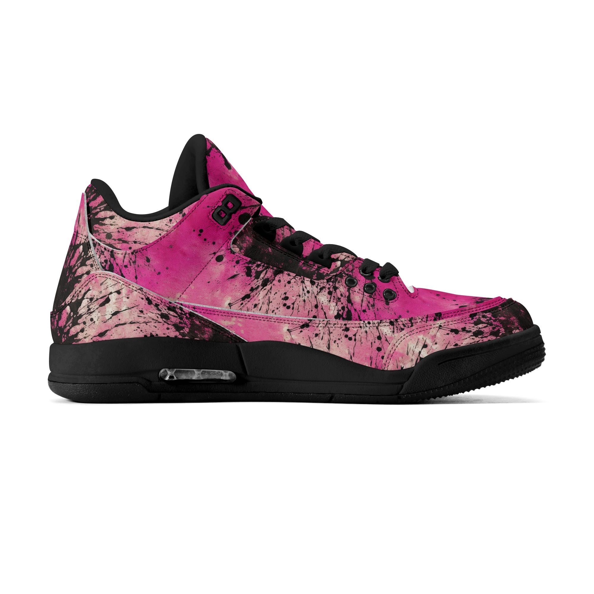 Pink Burst Women's High Top Retro Leather Basketball Sneakers - Vintage Style Athletic Shoes for Casual Wear, Street Fashion & Court Performance