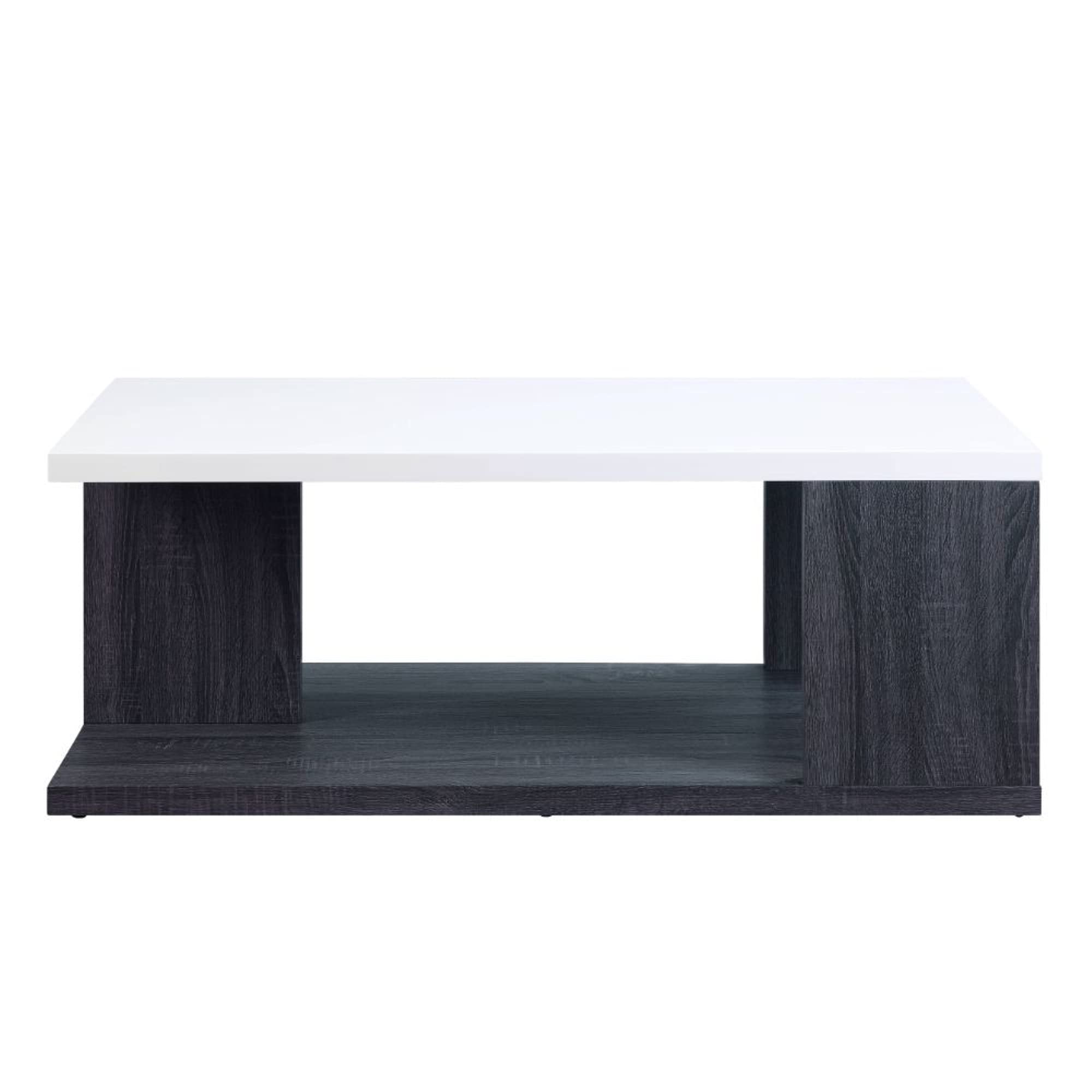 Modern High Gloss Gray & White Coffee Table - Stylish Living Room Centerpiece for Home Decor & Small Space Furniture