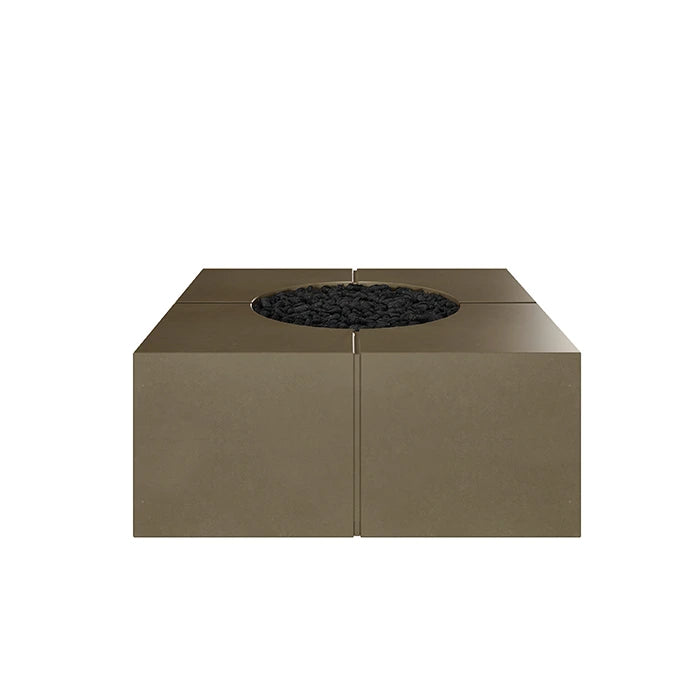 Bloq Square Fire Pit Table - Outdoor Gas Fire Pit with Lava Rocks, Perfect for Patio, Backyard, and Garden Gatherings