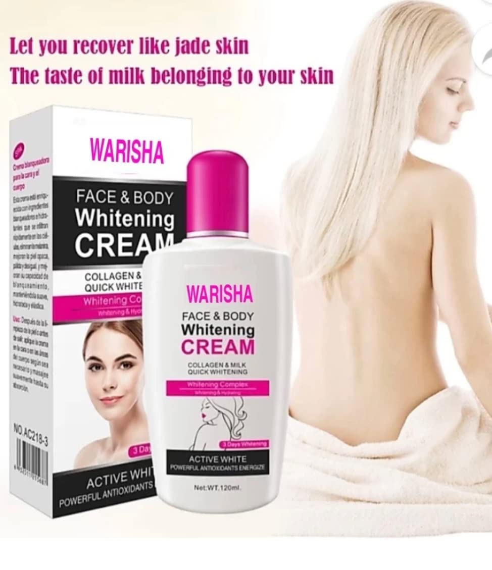 Collagen Milk Whitening Face & Body Cream with Musk Scent (0.1 oz) - Brightening Moisturizer for Glowing Skin, Day & Night Use