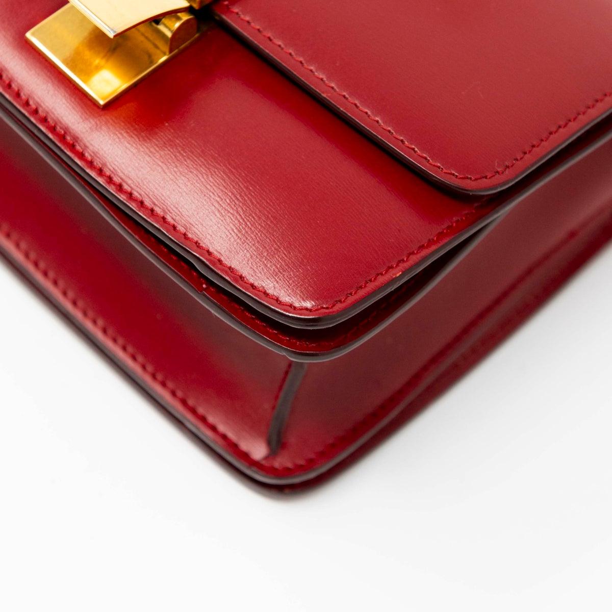 Celine Dark Red Small Box Bag - Premium Leather Crossbody Handbag for Women | Perfect for Work, Travel & Evening Events