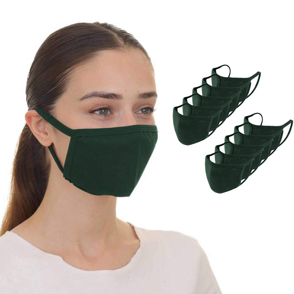 VECDUO 10-Pack Reusable Cotton Face Masks for Adults - Breathable Dustproof Mouth Nose Cover, Washable & Comfortable - Perfect for Travel, Work, and Outdoor Activities