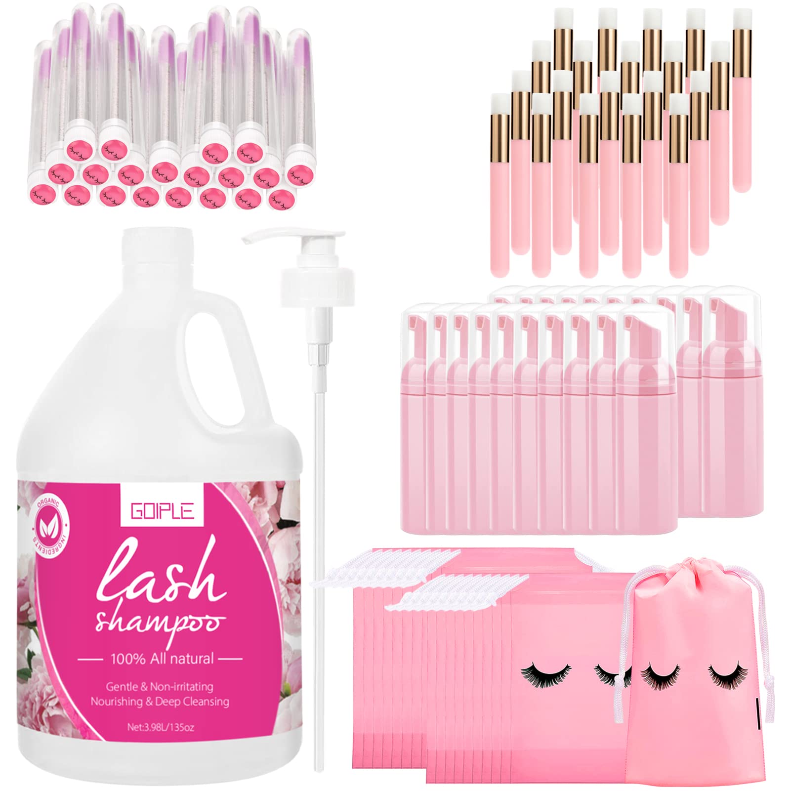 Professional Eyelash Extension Shampoo & Cleanser - 3.98L Foaming Lash Wash for Extensions | Gentle, Non-Irritating Formula | Salon & Home Use | Perfect for Daily Lash Care & Maintenance