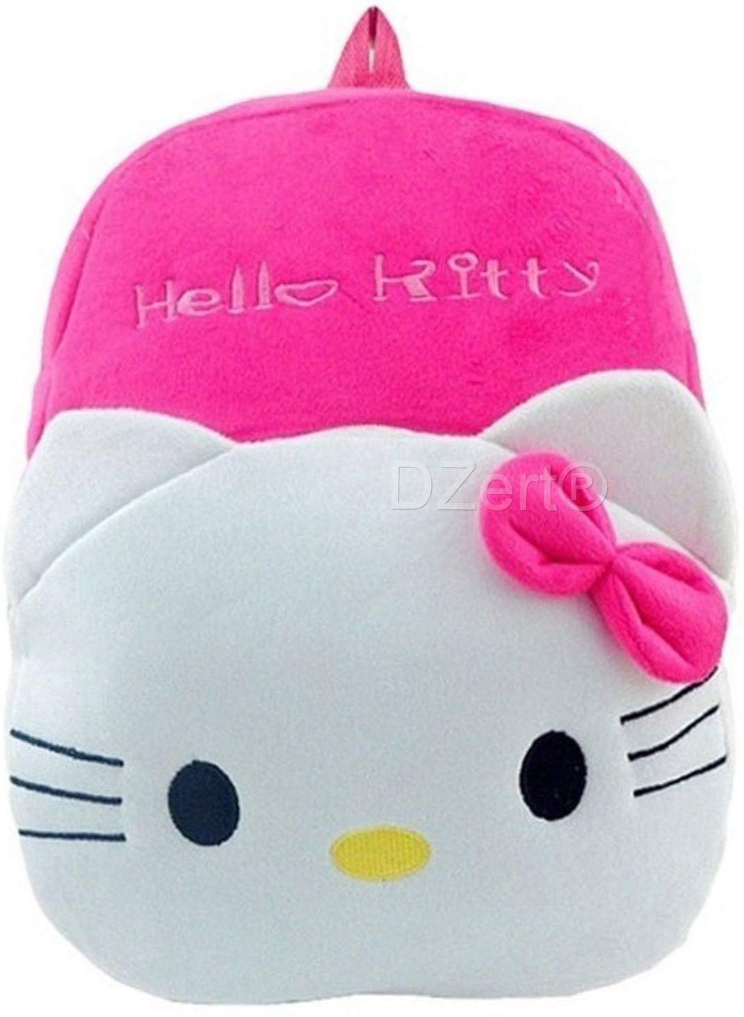 HelloKitty Kids Backpack for School - Cute Velvet Backpack for Boys & Girls (Pink) | Durable & Lightweight Bookbag for Preschool, Kindergarten & Daycare Use
