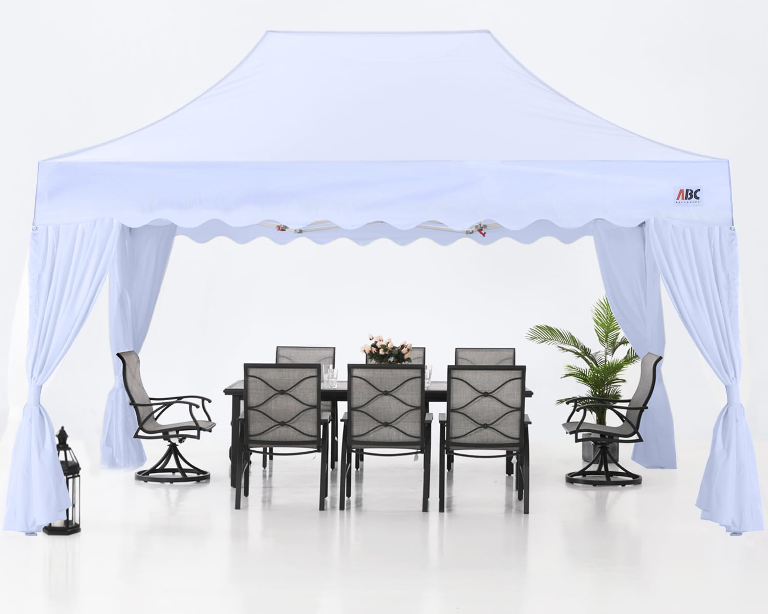 ABCCANOPY 10x15 Pop Up Canopy Tent with Curtain - Portable Outdoor Shelter for Patio, Backyard, Camping, Picnics, and Events (White) - Weather Resistant & Easy Setup