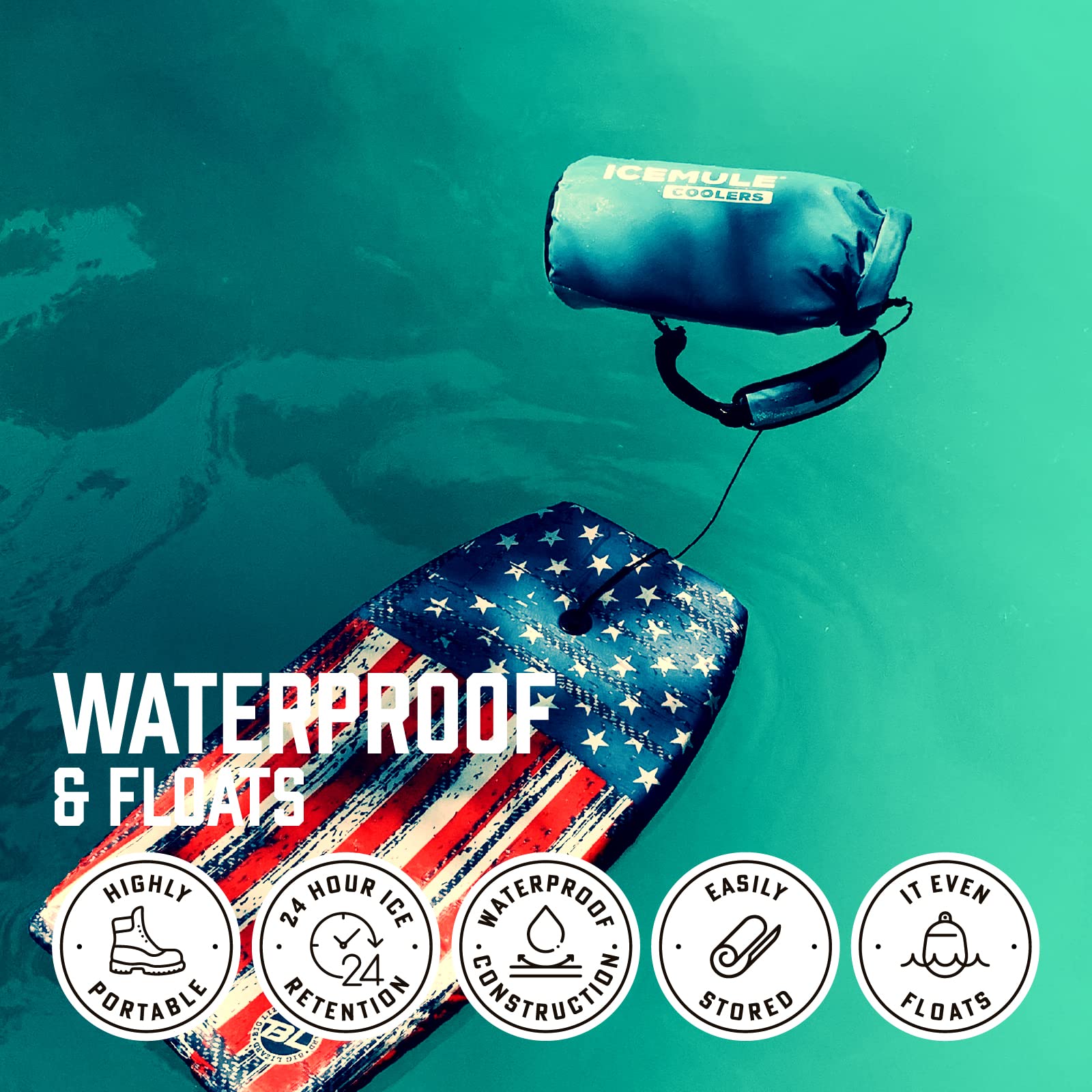 ICEMULE Classic Collapsible Sling Strap Cooler - Hands Free Waterproof Backpack Cooler for Outdoor Adventures, 24+ Hours Cooling, Soft Sided Insulated Lunch Bag for Beach, Hiking, Camping & Picnics