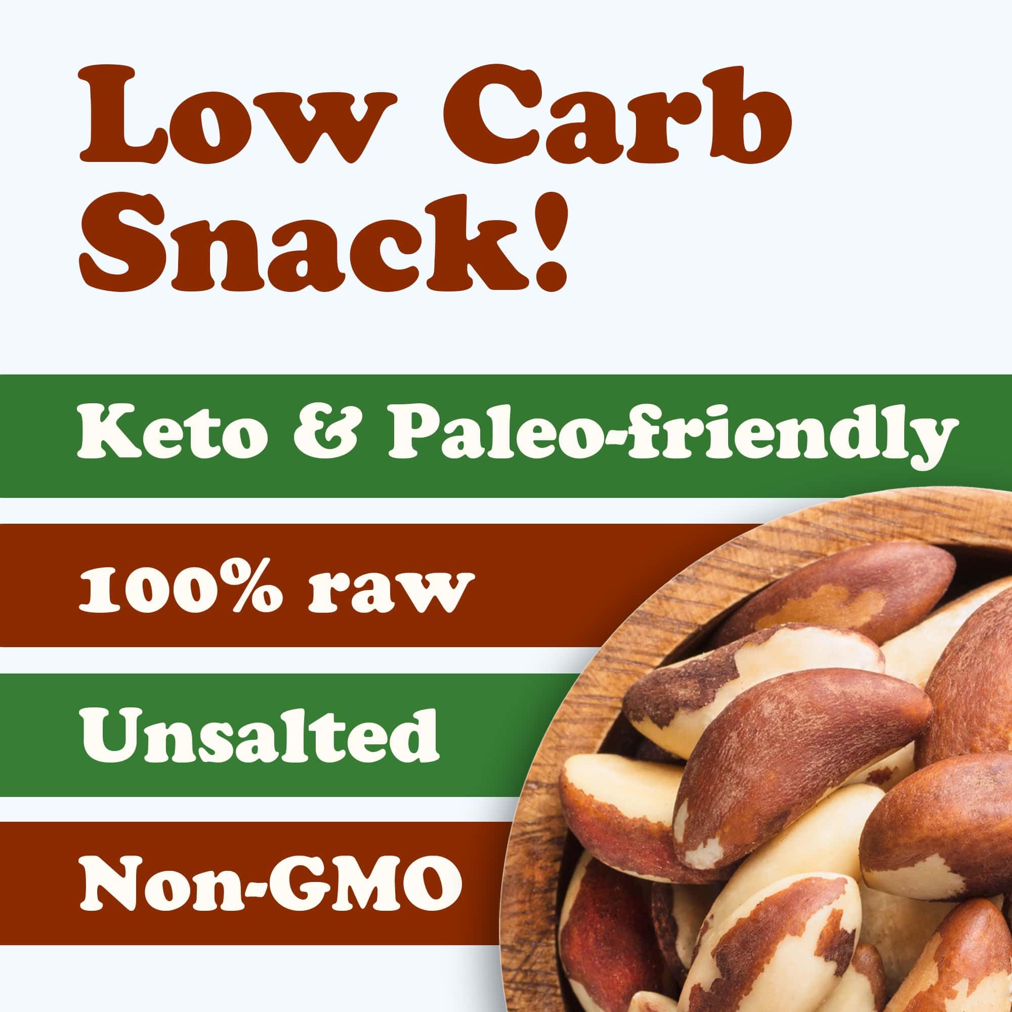 Food to Live Raw Brazil Nuts, 8 Pound - Non-GMO, Whole, Unsalted, Kosher, Vegan, Keto & Paleo Friendly | Bulk Low Sodium Low Carb Snack | Perfect for Trail Mix, Baking & Healthy Snacking