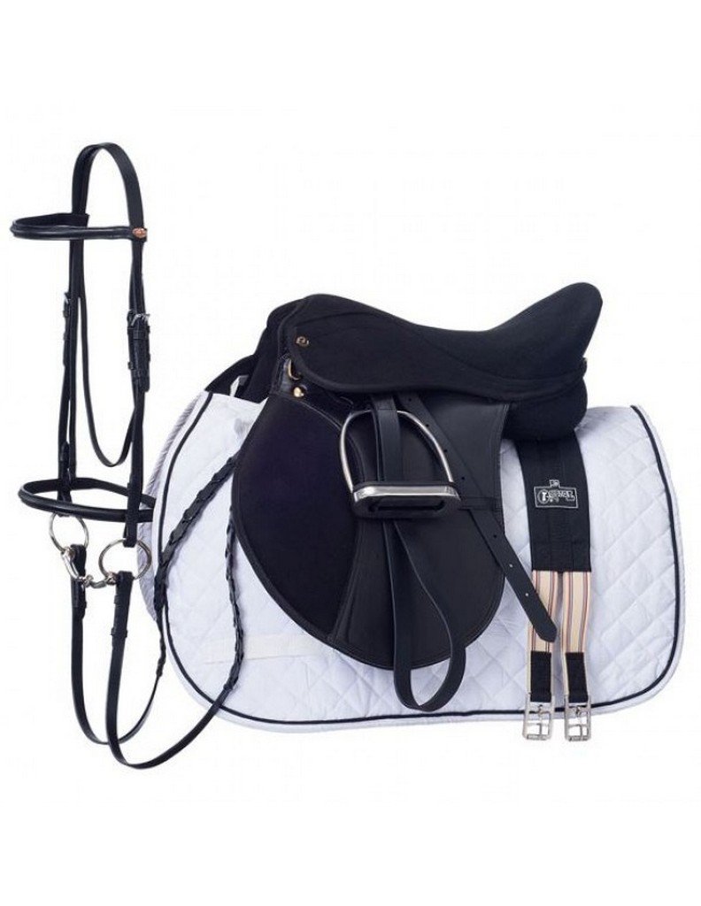 EquiRoyal Pro Am All Purpose Saddle Package - Comfortable English Riding Saddle for Trail, Dressage & Jumping | Perfect for Beginners & Professional Equestrians