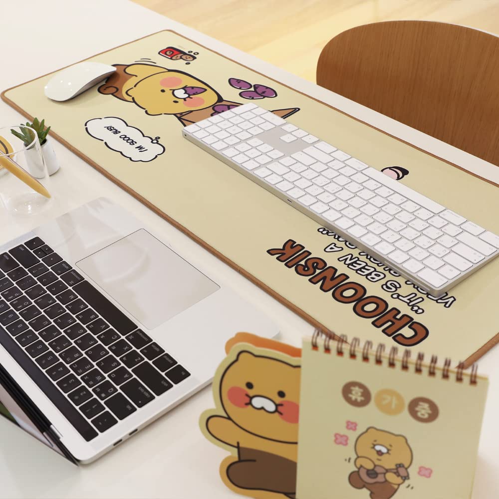 KAKAO FRIENDS Choonsik Gaming Mouse Pad - XXL Non-Slip Desk Mat for Keyboard & Mouse - Cute Cat Character Design for PC Gamers & Office Workstations