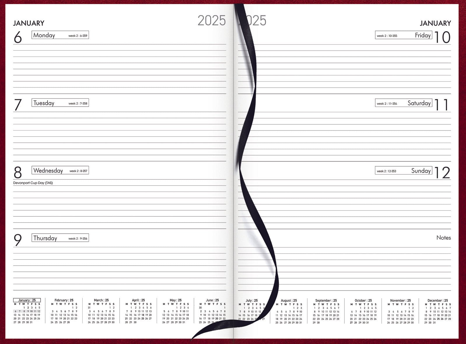 2025 Collins Diary A43 Week to View Planner - Red, 210mm x 297mm (A4 Size) - Perfect for Office, School & Personal Organization