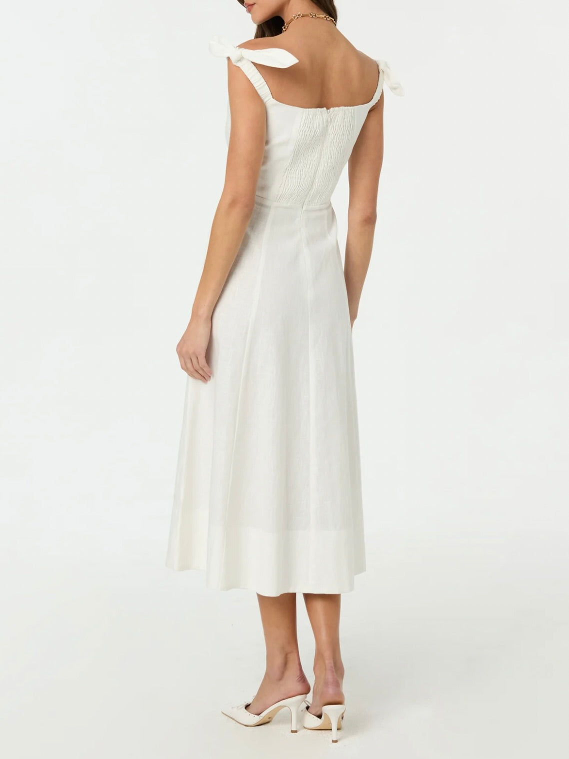 Charelin Women's Linen Off Shoulder Dress - Summer Boho Flowy Midi Dress with Puff Sleeves for Beach, Vacation & Date Night Outfits