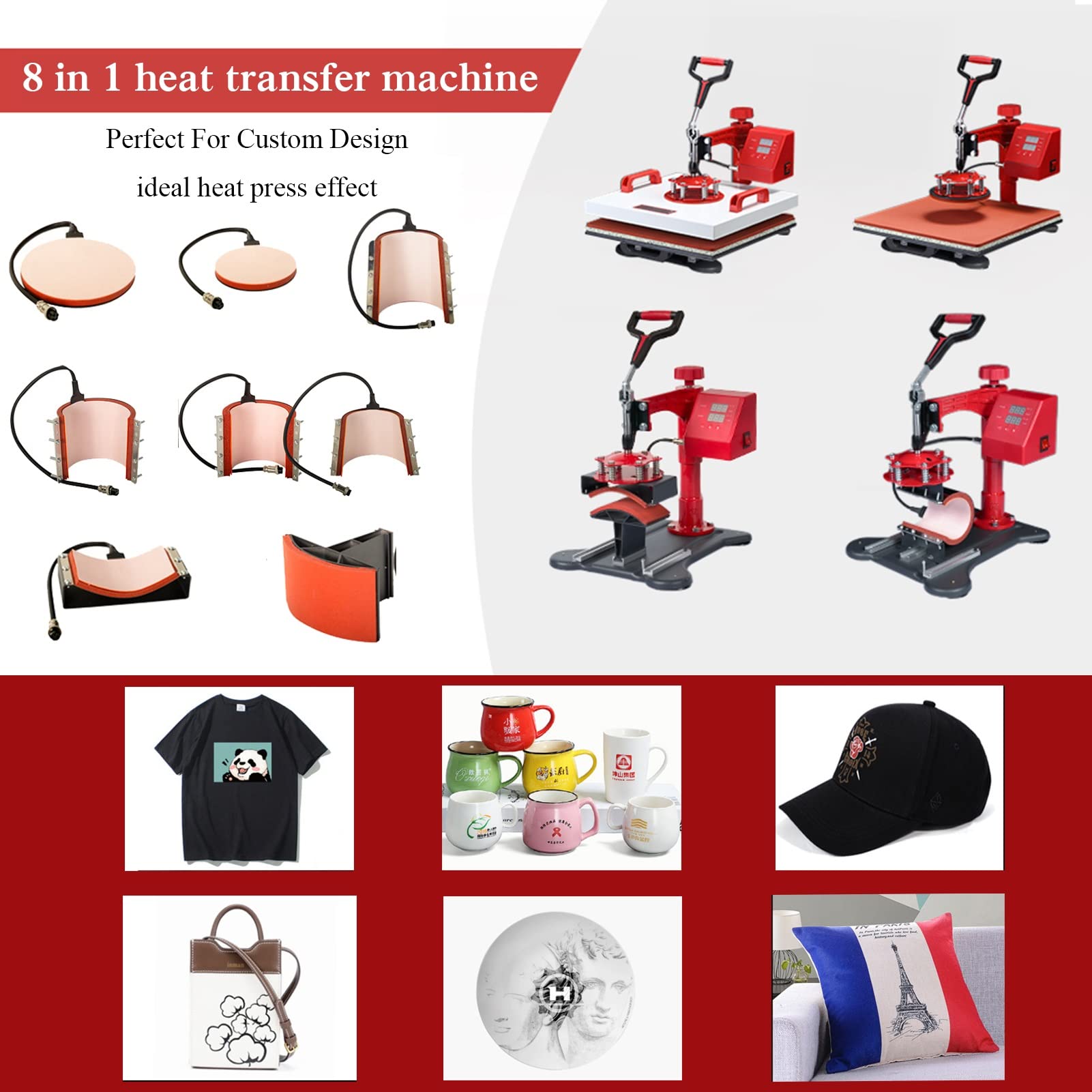 15x15 Inch 8-in-1 Digital Heat Press Machine with 360° Swing Away - Multi-Function Sublimation Combo for T-Shirts, Mugs, Hats, Plates & Bottles | Perfect for DIY Crafts, Custom Apparel & Small Business Printing