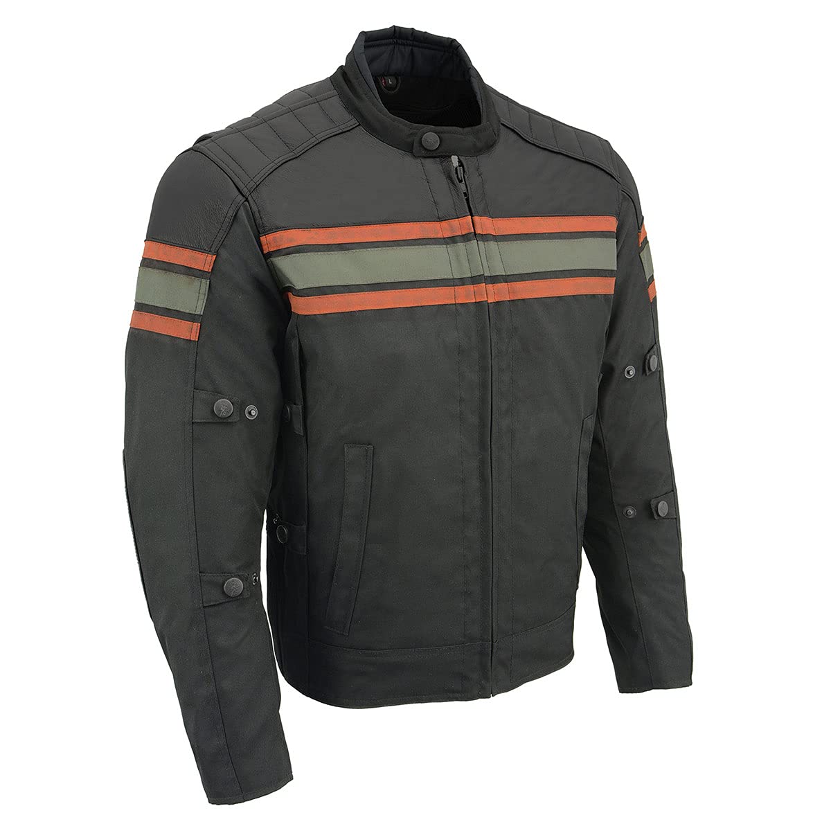 Milwaukee Leather MPM1751 Men's Burnt Orange Armored Motorcycle Jacket - Leather & Textile All-Season Riding Gear for Safety & Comfort | Perfect for Commuting, Touring & Adventure Riding