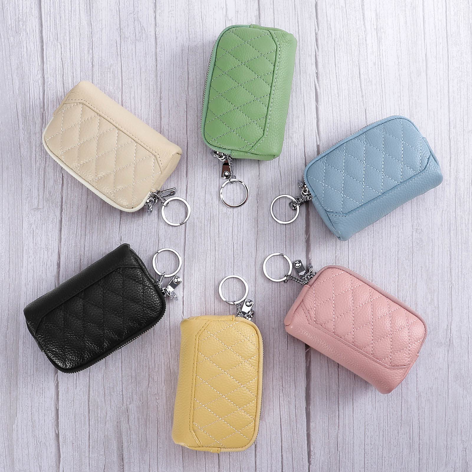 Genuine Leather Small Coin Purse Wallet for Women - Compact Change Holder with Keychain Ring - Perfect for Keys, Coins & Cards | Travel, Shopping & Everyday Use