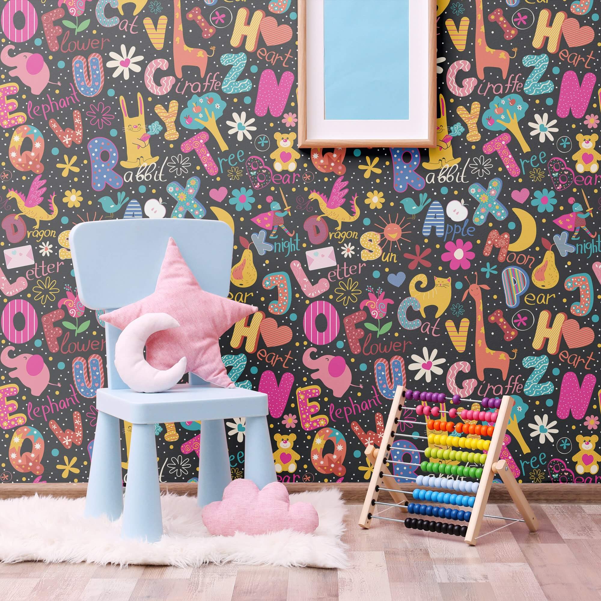 Neon Fantasy Kids Removable Peel & Stick Wallpaper - 1627 - Perfect for Nursery, Bedroom, and Playroom Decor