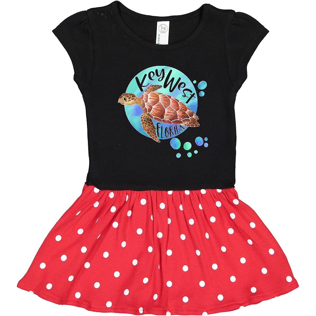 Inktastic Key West Florida Swimming Sea Turtle with Bubbles Toddler Dress - Cute Summer Outfit for Beach Vacation & Family Photos