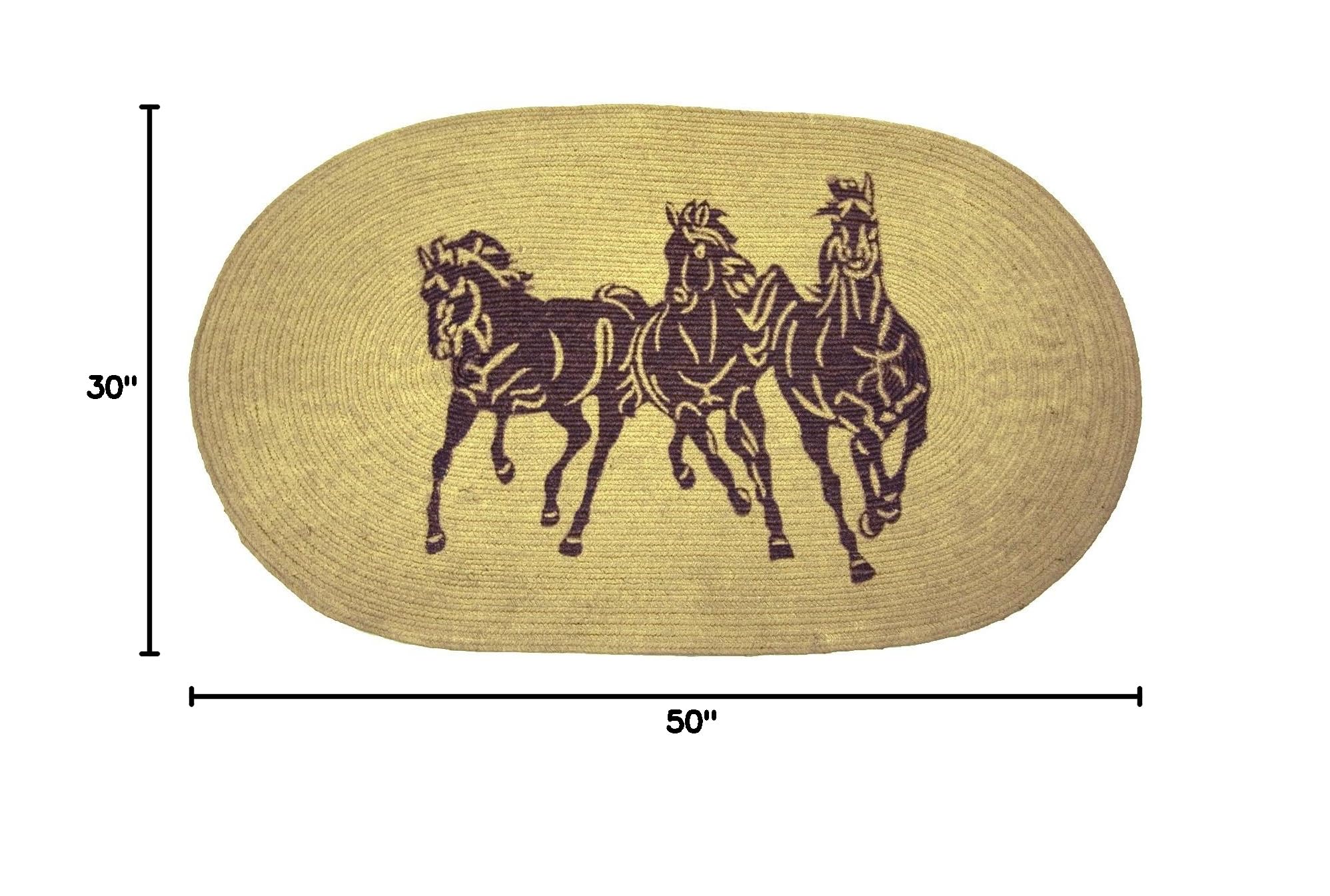 HiEnd Accents Running Horse Lodge Kitchen Mat - 30x50 Inch Non-Slip Washable Bathroom Rug in Rustic Brown Tan for Western Cabin Decor | Perfect for Kitchen, Bathroom & Entryway Floor Protection