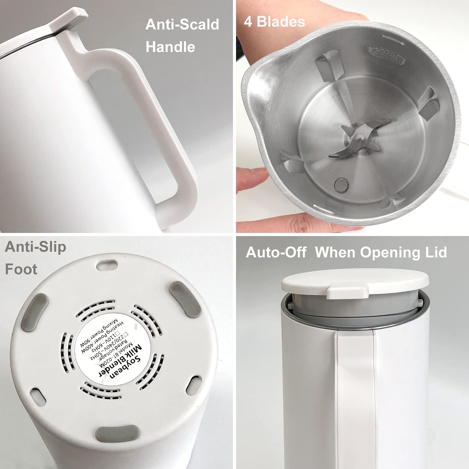 110V Automatic Heating Mini Soymilk Maker - 350ML No Filter Vegan Milk Machine for Home & Office (White) - Perfect for Healthy Breakfast, Plant-Based Diets & Quick Snacks