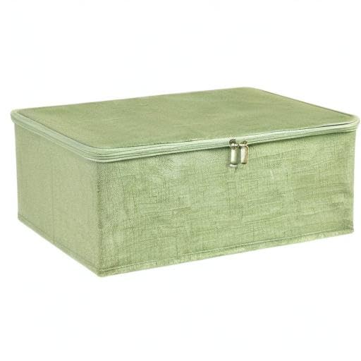 ANMINY 2-Pack Foldable Storage Bins with Zipper Lid & Handles - Small Green PP Plastic Fabric Closet Organizer for Clothes, Toys & Home Organization | Perfect for Bedroom, Nursery & Closet Storage