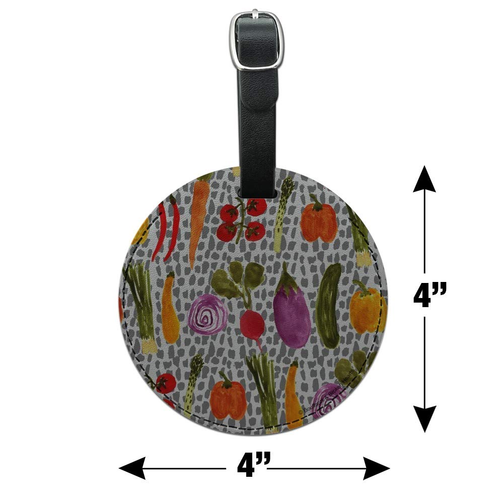 Veggie-Themed Round Leather Luggage Tag - Vegetable Pattern Carry-On ID Tag for Suitcases, Bags & Backpacks | Perfect for Travel, Business Trips & Vacation