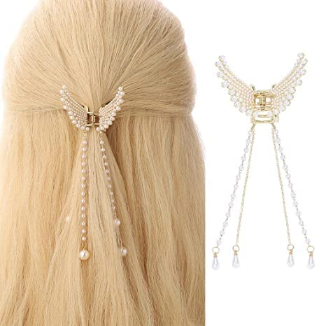 Elegant Pearl & Stone Hair Clips for Women - Butterfly Metal Hair Clutcher for Wedding, Party & Everyday Use - Stylish Hair Accessories for Girls & Women