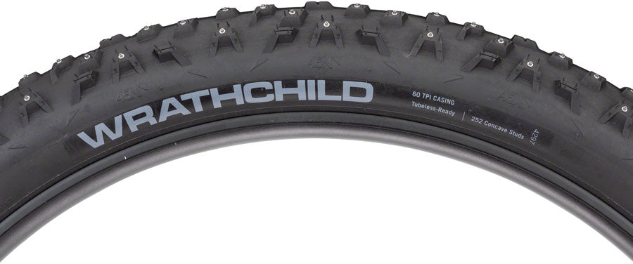 45NRTH Wrathchild Winter Bike Tire 27.5 x 3.0 Tubeless Black 60TPI with 252 Concave Carbide Studs - Extreme Traction for Snow & Ice Cycling, Mountain Biking in Cold Conditions