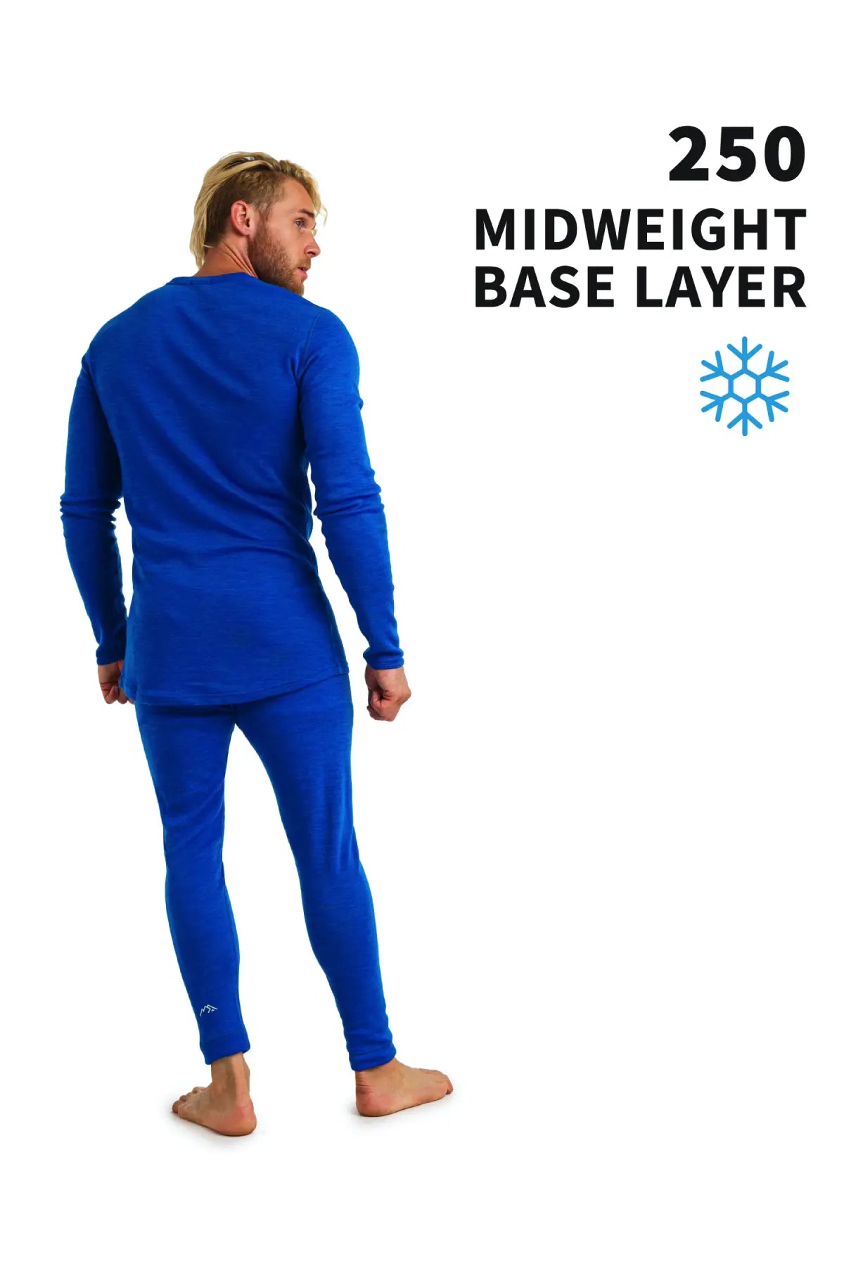 Men's 250 Merino Wool Thermal Underwear Set - Cobalt Blue | Warm Base Layer for Winter, Hiking & Outdoor Activities