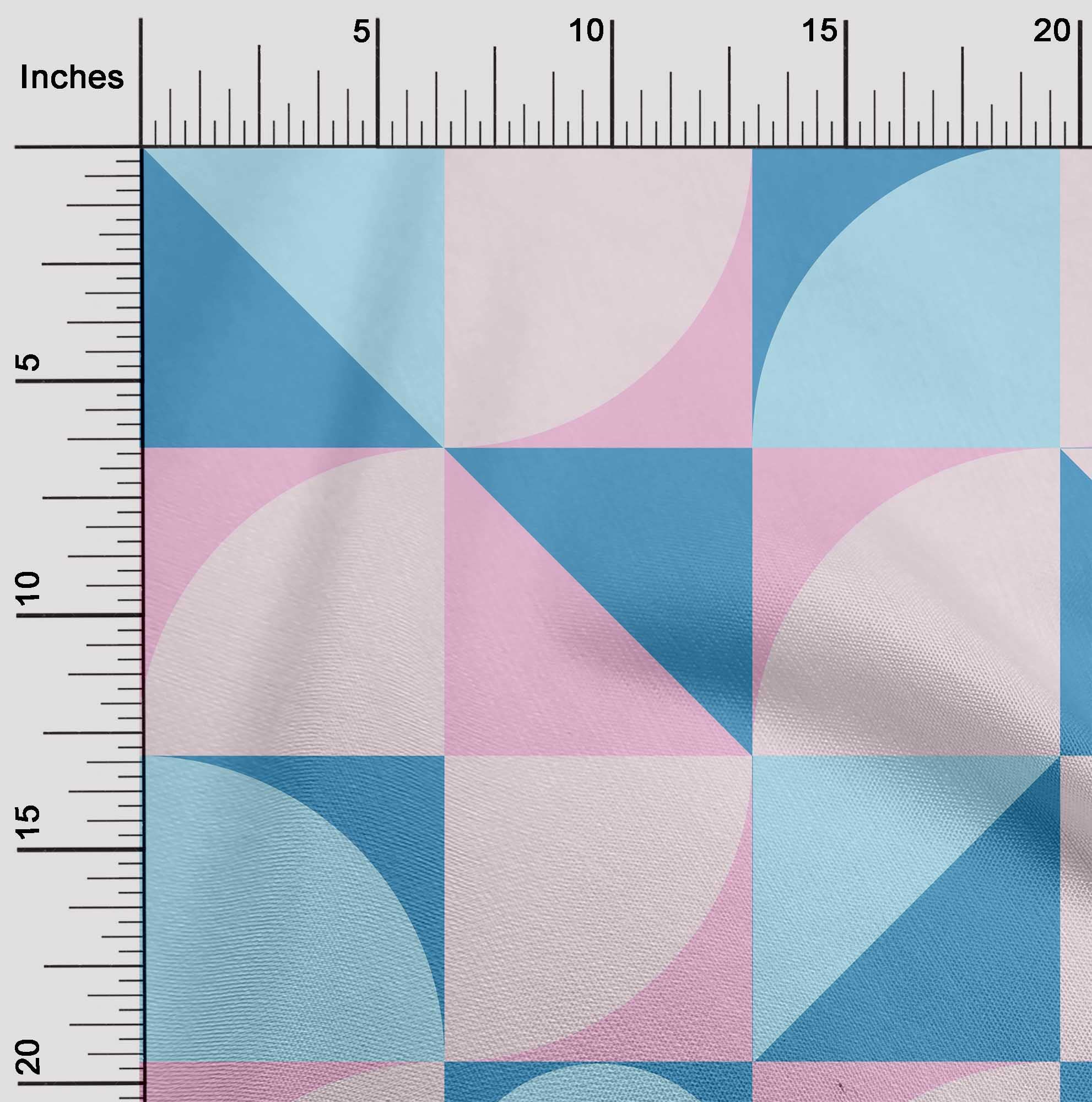 oneOone Rayon Light Pink Geometric Square with Circles Print Fabric by The Yard - 56 Inch Wide Dress Material for DIY Clothing, Home Decor & Craft Projects