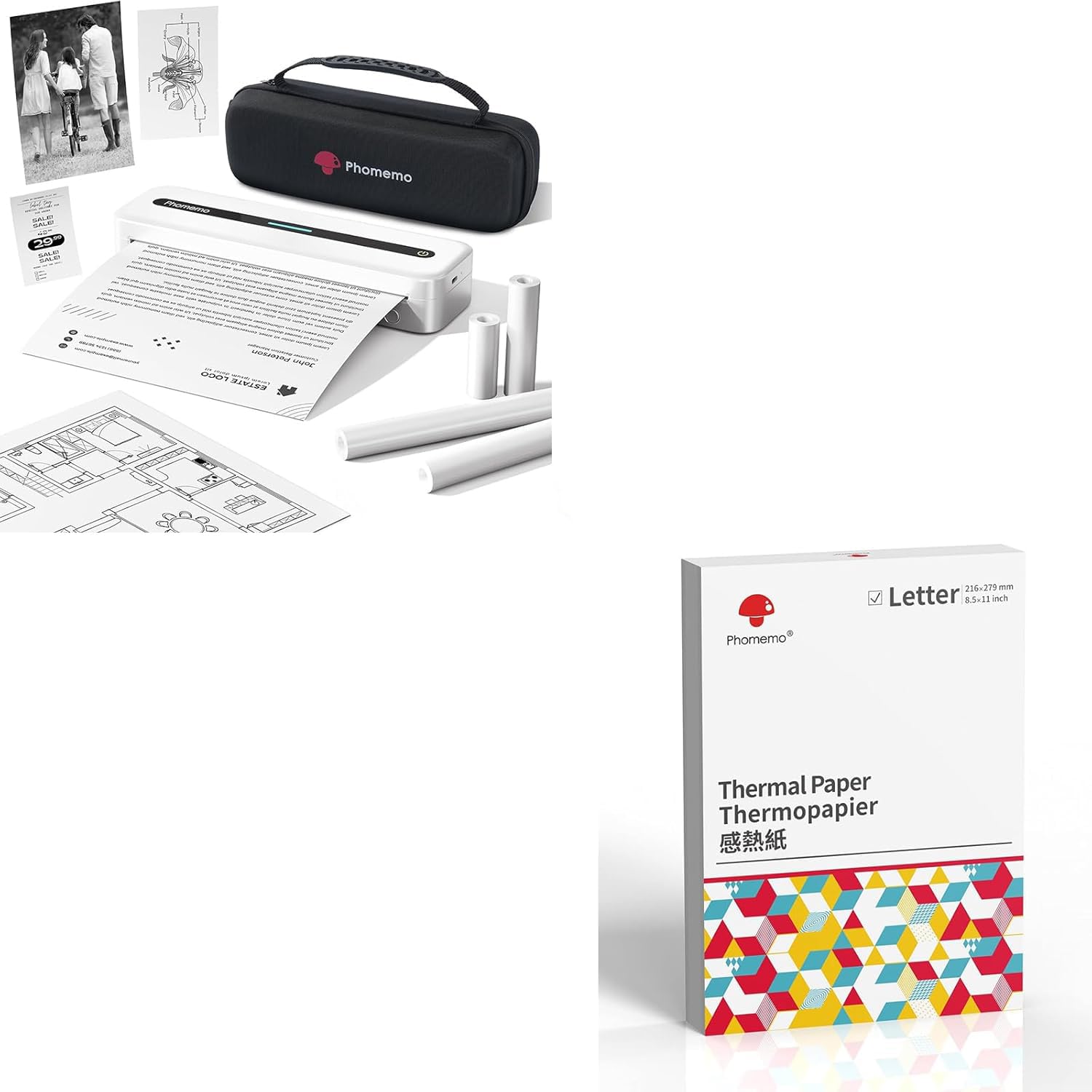 Phomemo M832 Wireless Bluetooth Inkless Thermal Printer with 100 Sheets 8.5