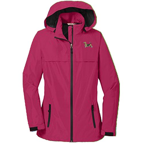 YourBreed Women's Waterproof Basset Hound Print Rain Jacket - Lightweight Windproof Outdoor Coat for Dog Lovers, Hiking & Walking Pets in Rainy Weather