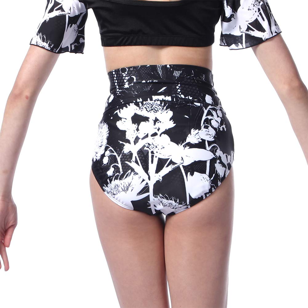 Women's Clara High Waist Dance Costume Brief - Black/White - Adult Large - Perfect for Ballet, Jazz, Contemporary Dance & Performance Wear