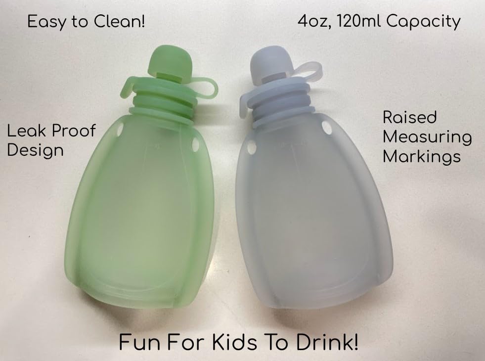 Jane & Kate Reusable Baby Food Silicone Pouch - 100% Food Grade Silicone, BPA Free Squeeze Pouch for Baby Food Storage | Dishwasher, Freezer & Oven Safe | 2 Pack | Perfect for Homemade Purees, Snacks & On-the-Go Feeding