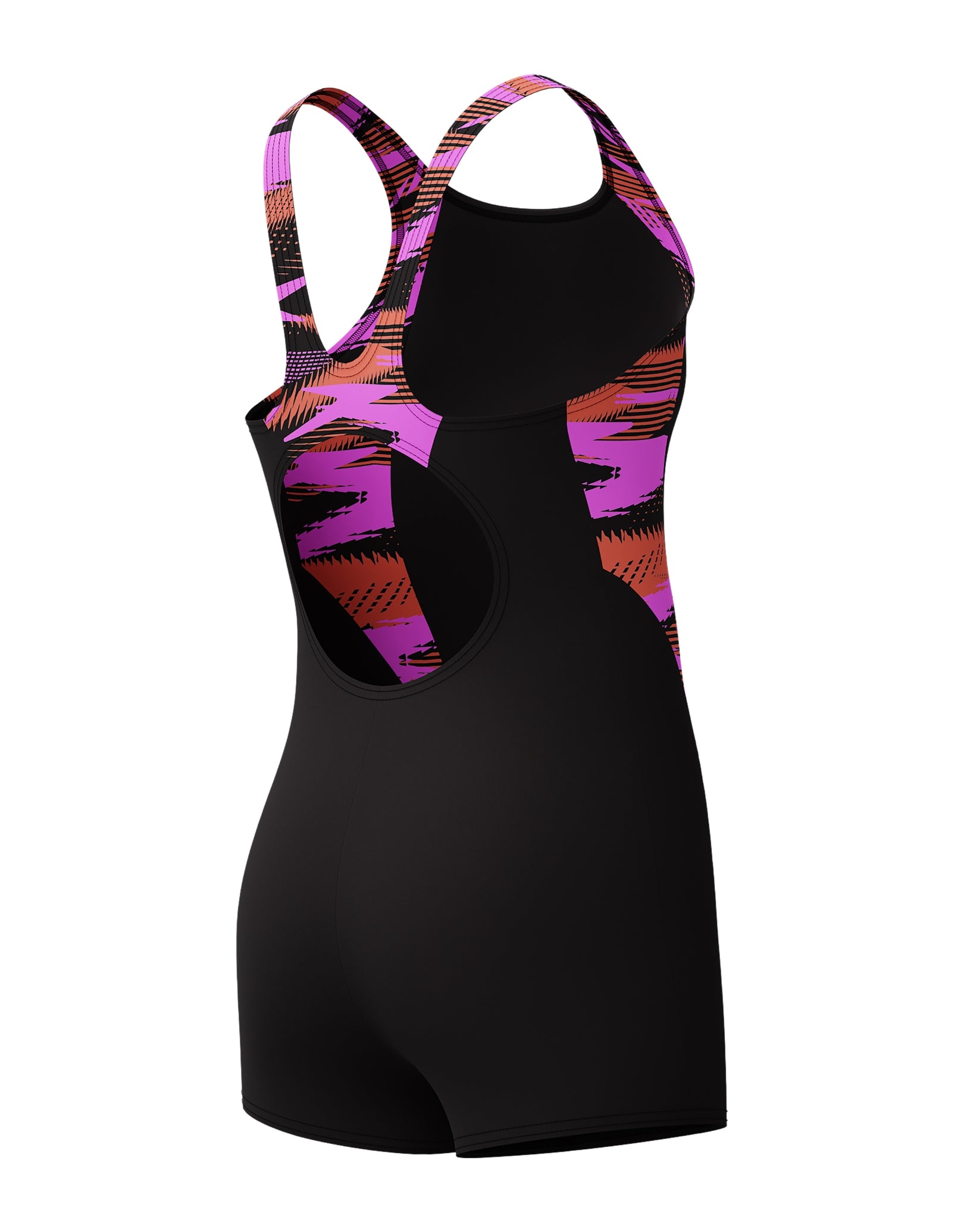 Girls Hyperboom Splice Legsuit - Black & Purple Color - Perfect for Dance, Gymnastics, and Performance Costumes