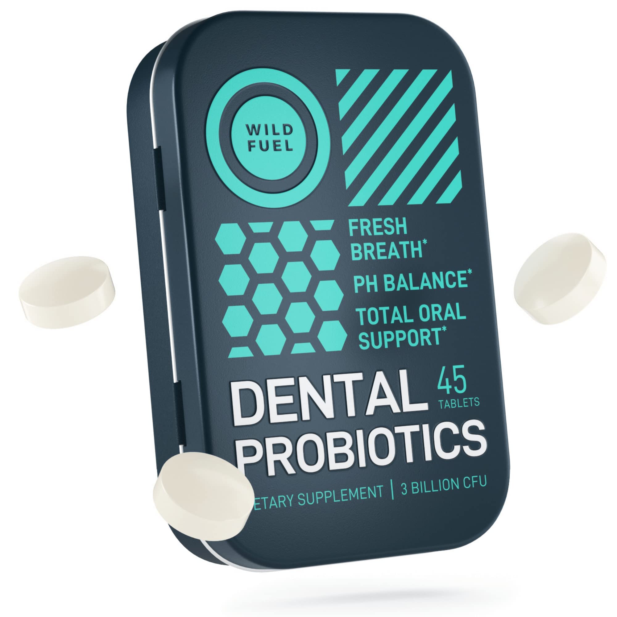 Dental Probiotics for Teeth & Gums - 3 Billion CFU Lactobacillus Salivarius Acidophilus Oral Supplement | Bad Breath Treatment for Adults | 45 Mint Tablets in Travel Tin for Fresh Breath & Oral Health | Perfect for Travel, Work & Daily Use