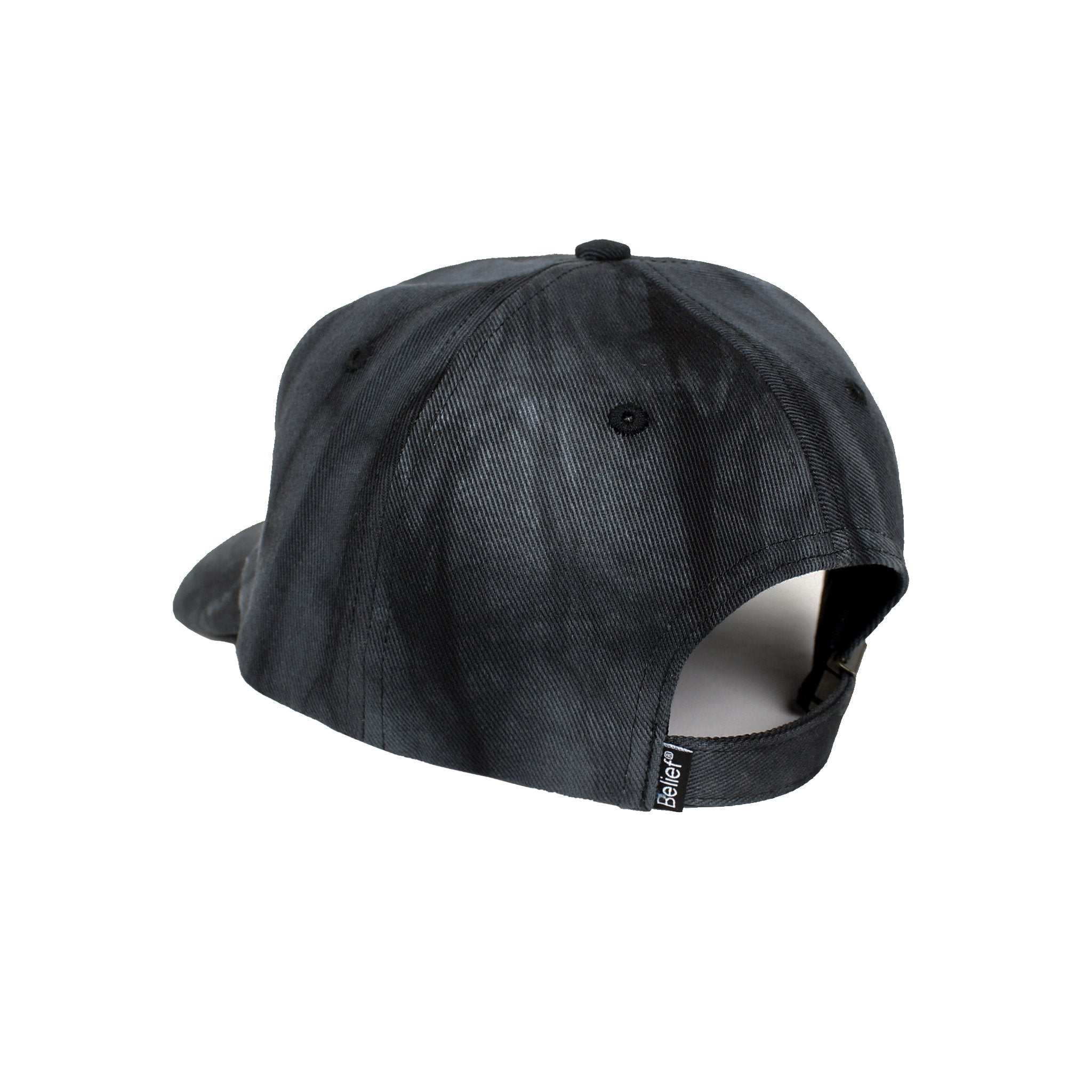 Belief NYC Tie Dye Logo 6 Panel Baseball Cap - Black Adjustable Dad Hat for Men & Women - Perfect for Outdoor Sports, Streetwear Fashion & Casual Daily Wear