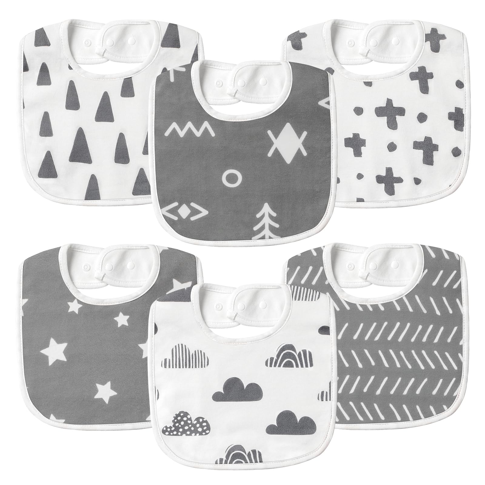 6 Pack Organic Baby Bibs for Boys & Girls - Soft Cotton Drool Bibs for Teething Infants - Perfect for Feeding, Mealtime & Messy Play