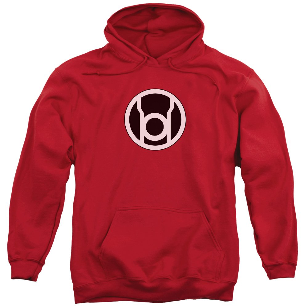 Green Lantern Men's Red Lantern Logo Hooded Sweatshirt - DC Comics Superhero Graphic Pullover - Casual Streetwear for Fans & Collectors - Perfect for Cosplay, Comic Con & Everyday Wear