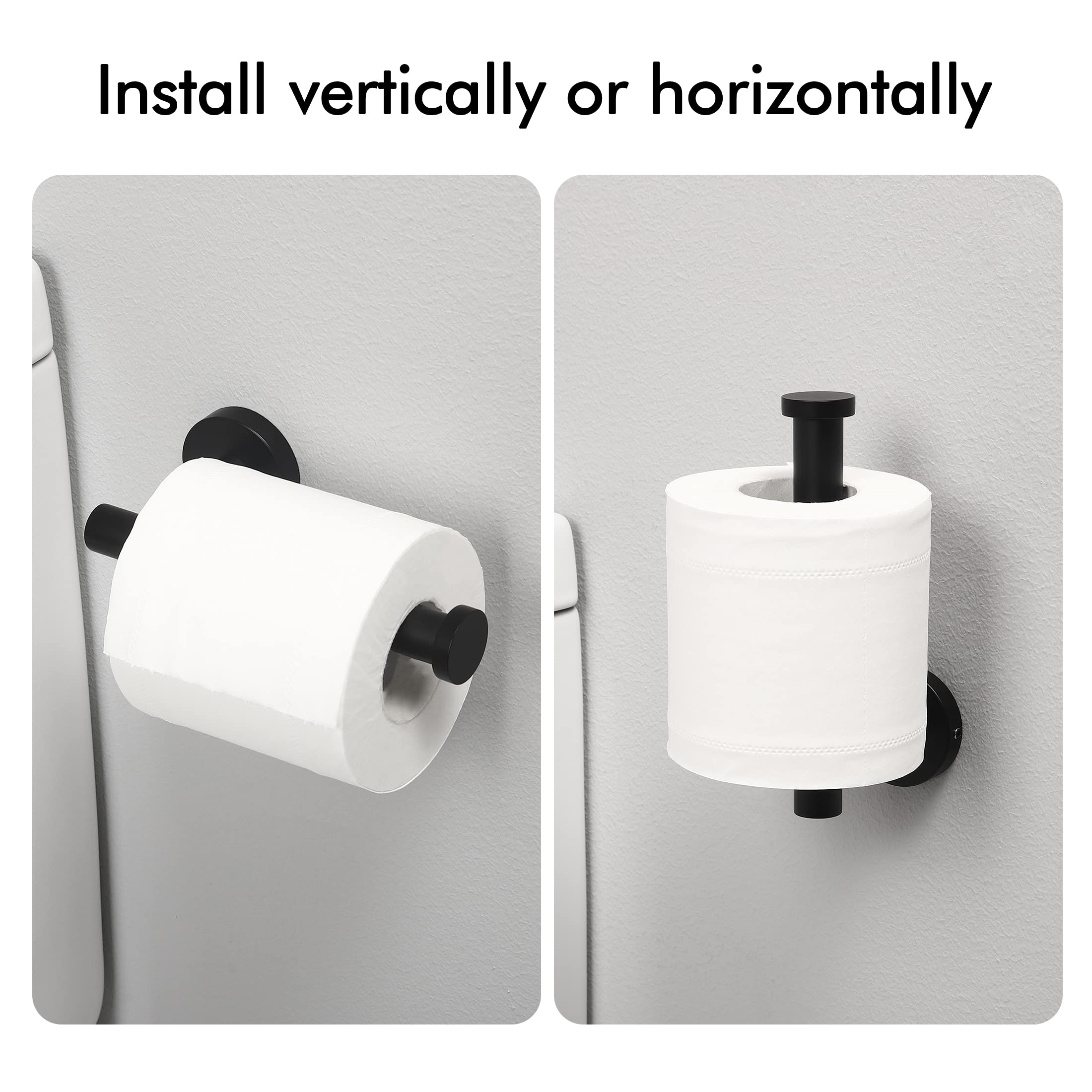 KES 2-Pack Stainless Steel Bathroom Tissue Holder & Towel Hook Set - SUS 304 Paper Roll Holder, Robe Hook for Bathroom Organization (Black) - Perfect for Modern Bathrooms, Powder Rooms & Spa Retreats