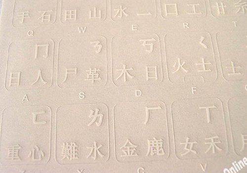 Clear Keyboard Stickers with White Chinese Characters - Durable Transparent Labels for Laptop & Desktop Keyboards (Ideal for Typing, Coding & Language Learning)