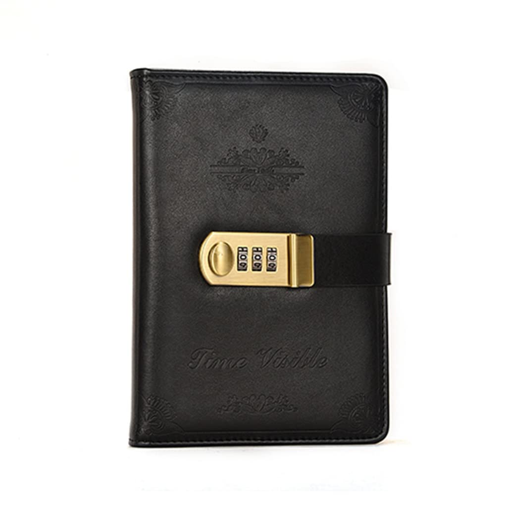 LLRYN Leather Cover Lockable Diary Notebook - B6 Size with Code Lock for Secret Journaling, Business Notes & Personal Affairs (Color A) | Perfect for Office, School & Travel Use