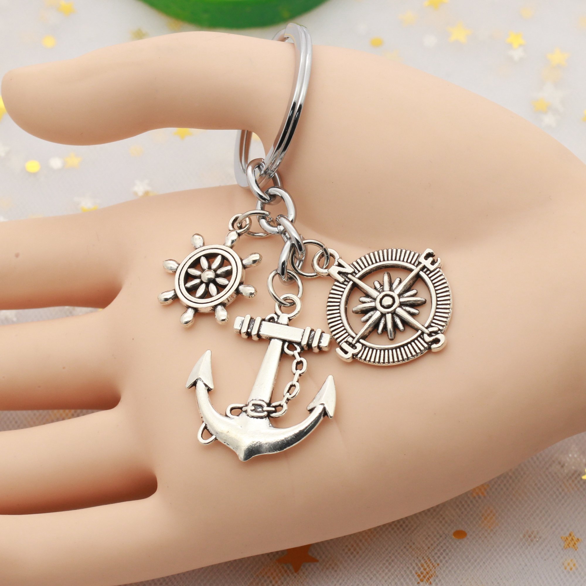 Inspirational Best Friend Keychain - Anchor Compass Rudder Jewelry for Women & Men, Perfect Gift for Father's Day, Graduation, or Everyday Carry