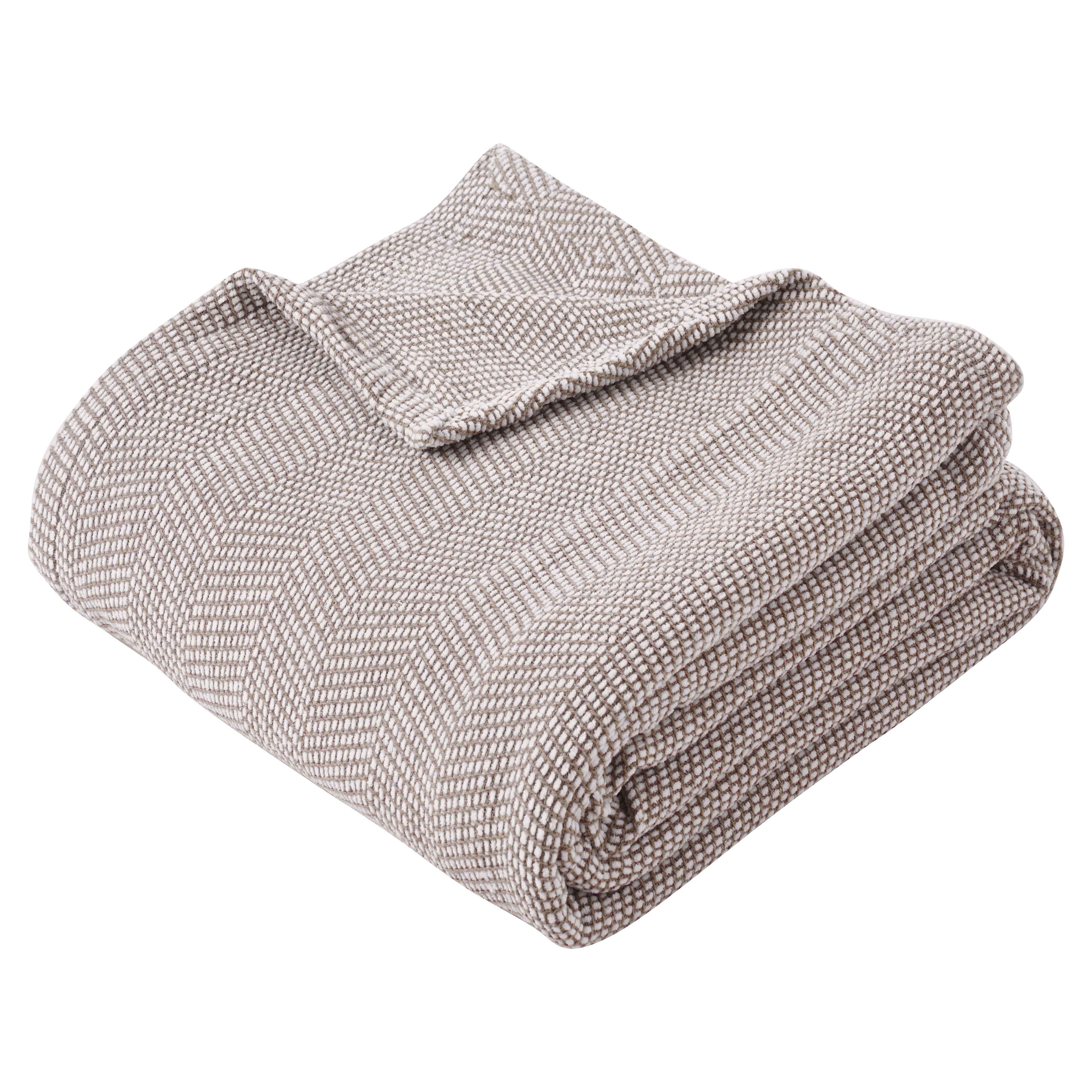 Soft Maya Chenille Herringbone Cotton Blanket - Medium Weight Throw for Bed, Sofa & Couch - Cozy Home Decor & Gift Idea