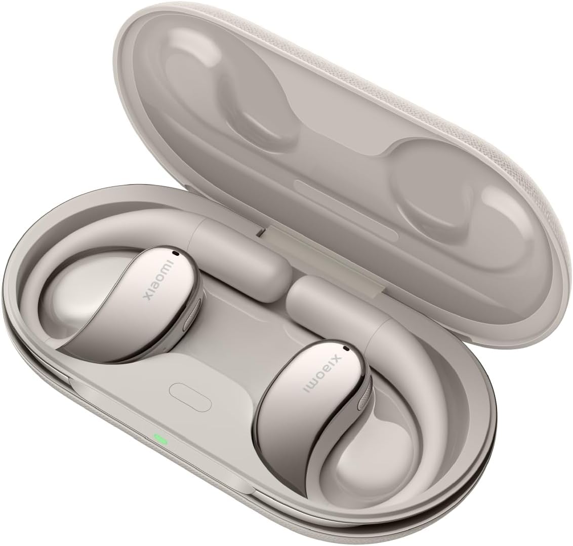 Xiaomi OpenWear Stereo Hi-Res LHDC Wireless Earbuds with 17x12mm Dynamic Driver, 38.5H Battery Life, AI Noise Cancelling Dual Mic - Sandstone Beige | Perfect for Gym, Commuting & Travel