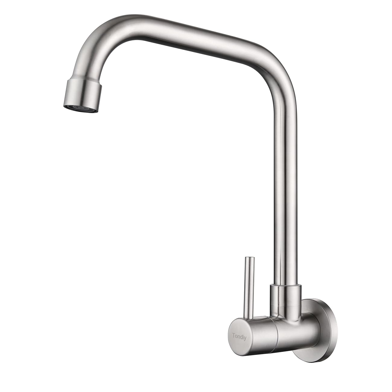 360° Swivel Wall Mount Single Handle Cold Water Kitchen Faucet, G1/2 Connection, Brushed 304 Stainless Steel, Removable Aerator - Perfect for Small Sinks, RVs & Outdoor Kitchens